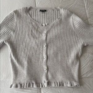 wild fable Light Gray Ribbed Button-Down Cardigan
